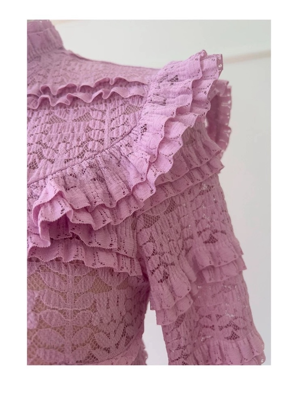 Pink Ruffled Knit Long Sleeve Midi Dress Victorian French Elegant Gown - Picture 8 of 16
